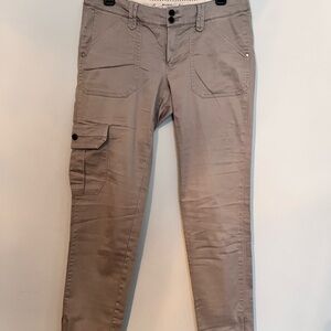 Mango Light Gray Slim Cargo Trousers with ankle zips